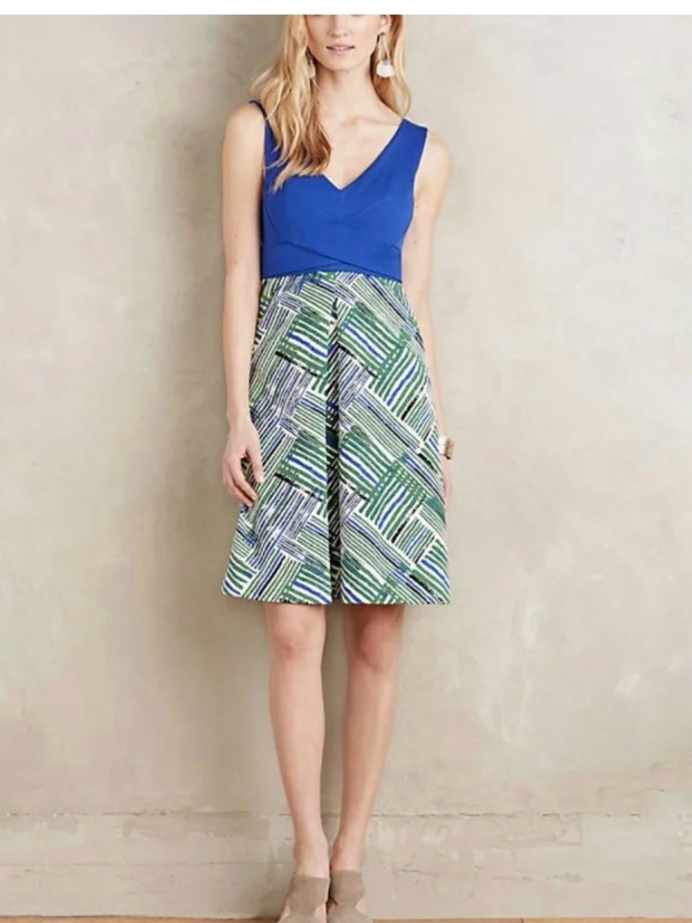 HD in Paris Blue Bodice with Blue & Green Printed Skirt